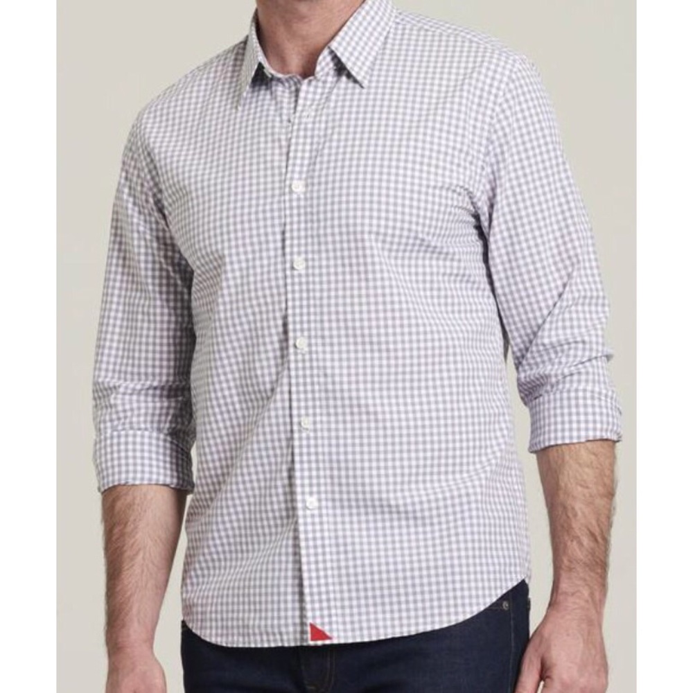 Mens - White and grey button down shirt